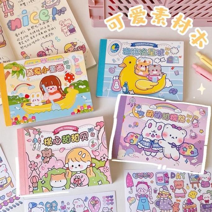 Buku Sticker Isi 50 Lembar Gwiyeo Sticker Book Bear Deco Stiker Anak 02 DIY Mainan Anak Promo