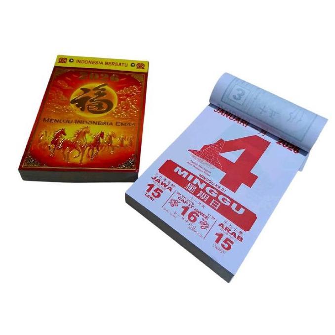 Orga- Kalender Harian Medium 2026 Dilengkapi Tanggalan Arab, Jawa, Dan Mandarin - Merah, Kalender Ke