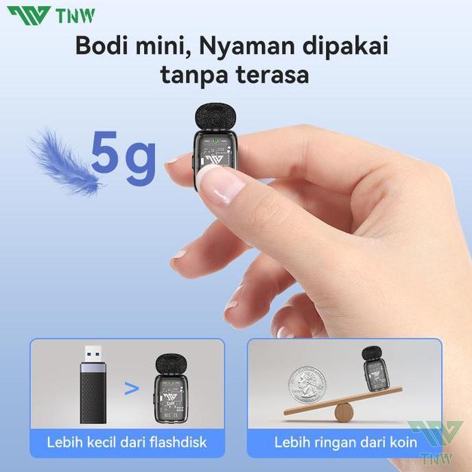 Volk- Tnw X23M Wireless Microphone Ultra-Mini Mic Mikrofon Hp Dengan Ai Voice Changer Untuk Video Re