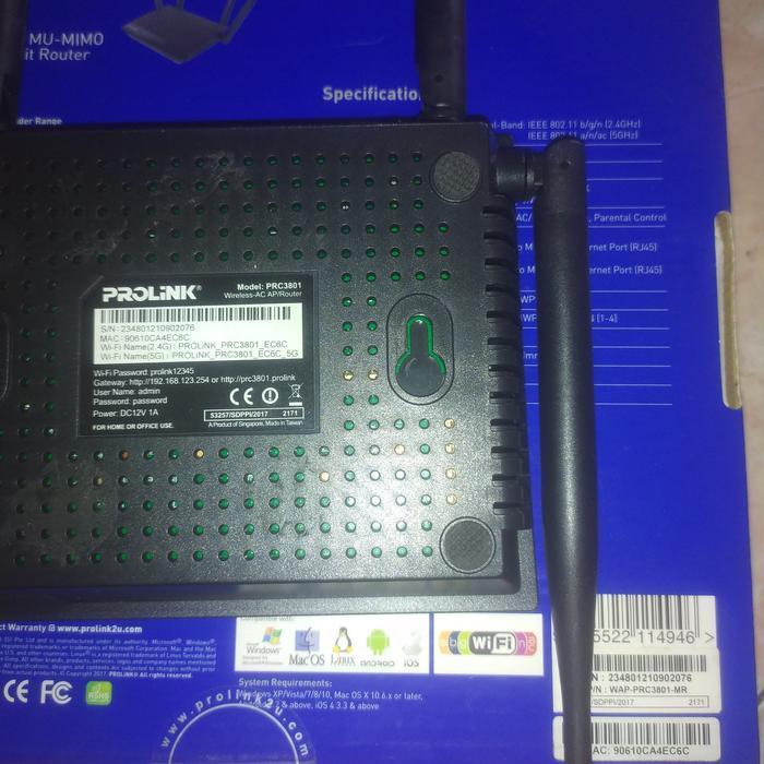 Prolink Prc3801 Ac1200 Mu Mimo Dual Band Gigabit Router Bnob Baru Original Dan Terpercaya