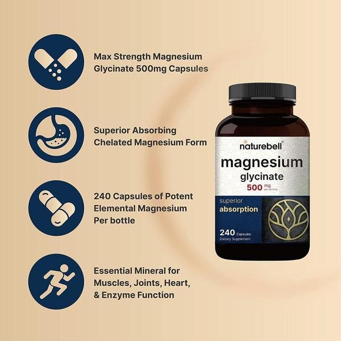 Vitmax- Naturebell Magnesium Glycinate 500Mg 240 Tablets