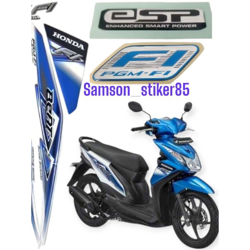 stiker striping motor honda beat fi 2013 beat esp putih biru lis bodi standar berkualitas termurah b