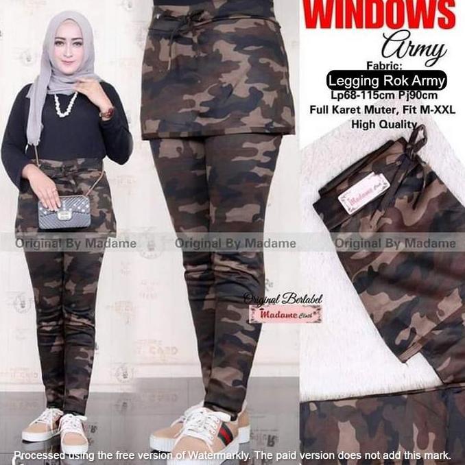 Grily- Celana Legging Rok Loreng Army / Celana Senam Army / Celana Olahraga Army Wanita Outdoor Spor