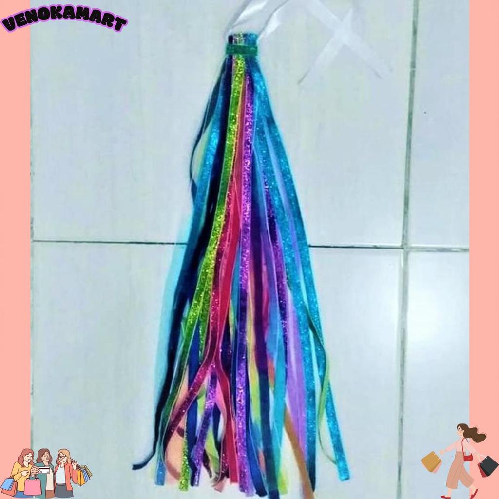 Tassel Rumbai Tamborin Gereja Pita Bludru Alat Tari Ready