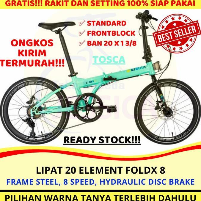 Terlaris Sepeda Lipat 20 Element Foldx 8 Speed Double Disc Brake