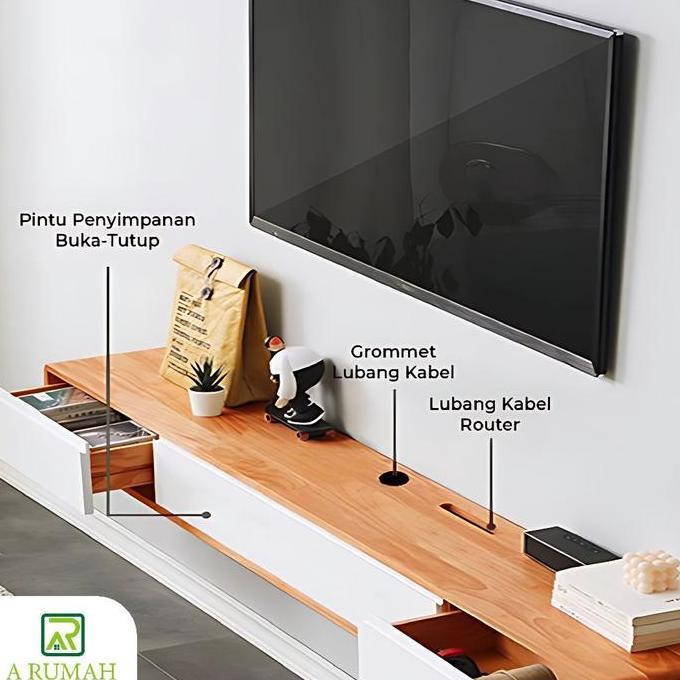 Dkrs- Meja Tv Gantung Minimalis Rak Tv Gantung Minimalis Lemari Tv Dinding Buffet  Tv Kayu Furniture