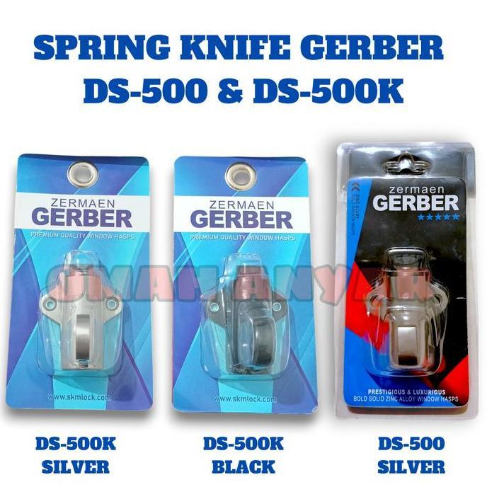 Grendel Jendela Spring Knife Gerber DS-500K Warna SN & Black | Pengunci Jendela Kokoh Anti Maling