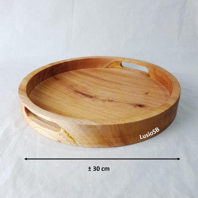 Nampan Kayu Bulat Aesthetic LusioSB Wooden Tray Nampan Saji