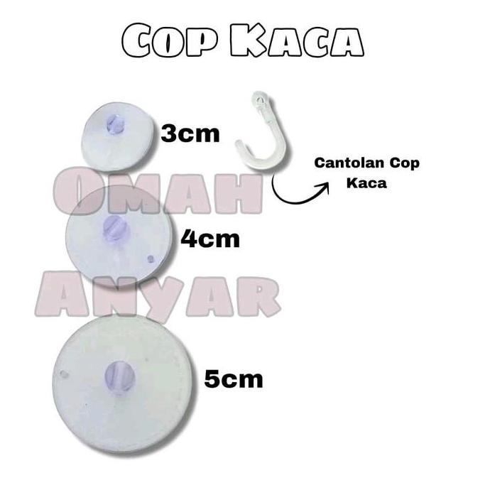5PCS Karet Ambalan Cop Kaca Tipis Cantolan Bulat Kaca Uk 3,4, 5 CM