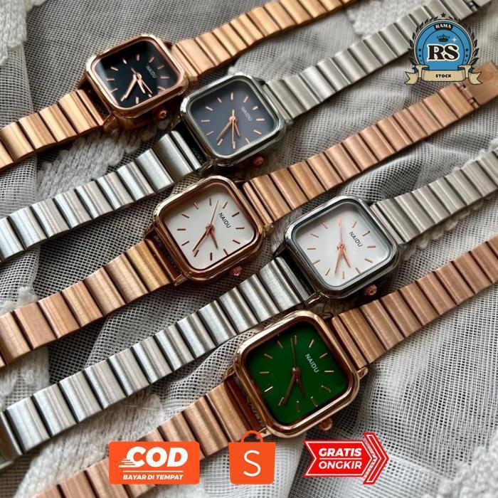 RAMASTOCKS JAM TANGAN WANITA TERBARU KUARSA JAM TANGAN TALI BAJA GAYA KASUAL VINTAGE SQUARE BELT WAR