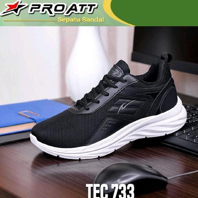 NEW - PRO ATT Sepatu Pria Hitam Putih Original Karet Size 39-44 Casual Shoes Sport Kerja ProAtt TEC 