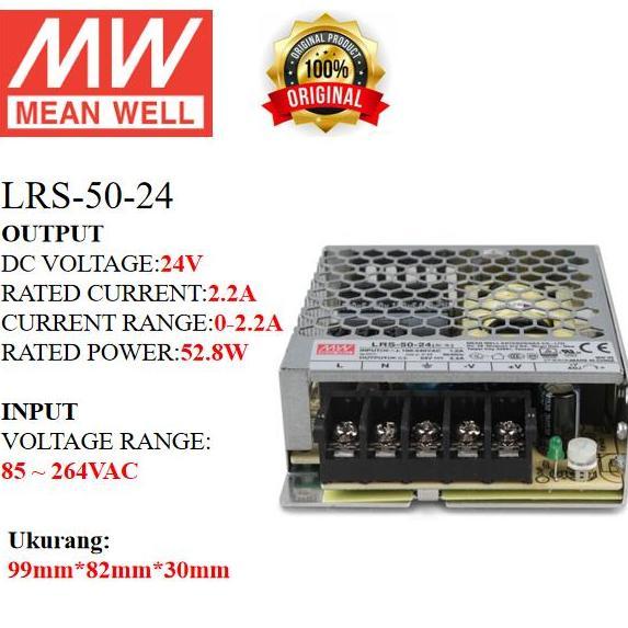 MEANWELL Power Supply LRS-50-24 LRS 50 24 LRS5024 Ballast 24v Indoor Promo