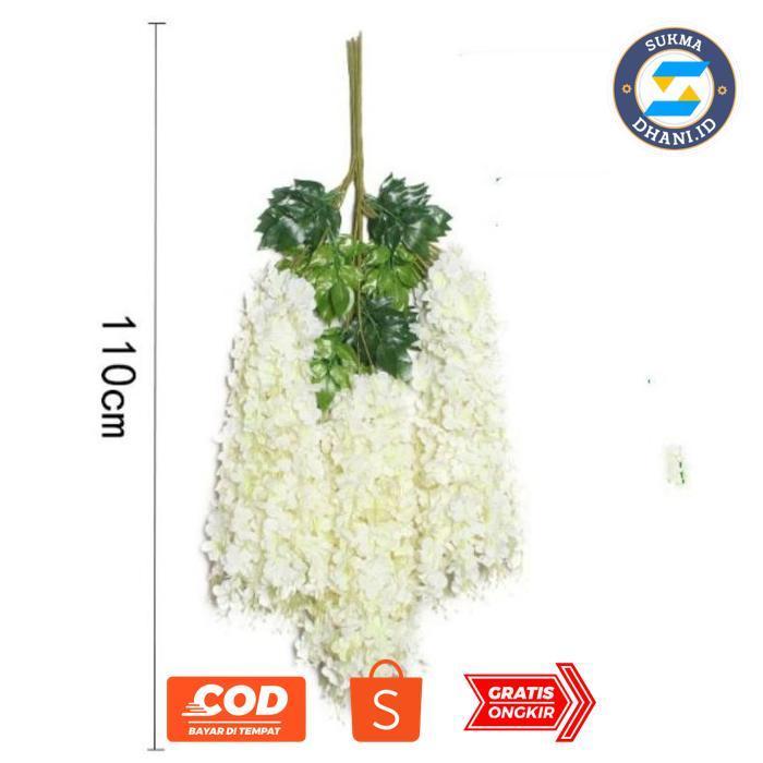 SUKMADHANI [ 1 LUSIN/12 PCS ] WISTERIA GANTUNG JUMBO / BUNGA WISTERIA BESAR WARNA PUTIH JK-54