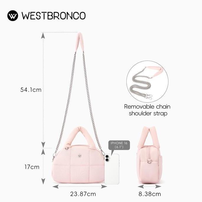 PROMO DISKON - WESTBRONCO [PUFFER ALORA BAG] Tas tangan wanita dengan pegangan empuk, Detail gesper 