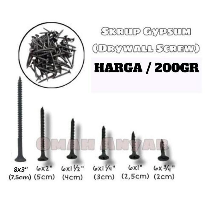 200 GRAM Skrup Sekrup Gipsum Gypsum Drywall Screw Erdos BUKAN TAPING ISP ISJ SIP CHW ecer