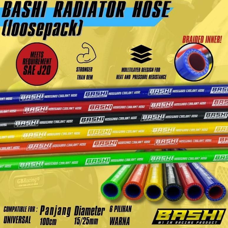 Selang Radiator Motor Warna Racing Bashi 1 Meter Coolant Hose Samco Ninja R Ninja RR Vixion Cb150 Cb