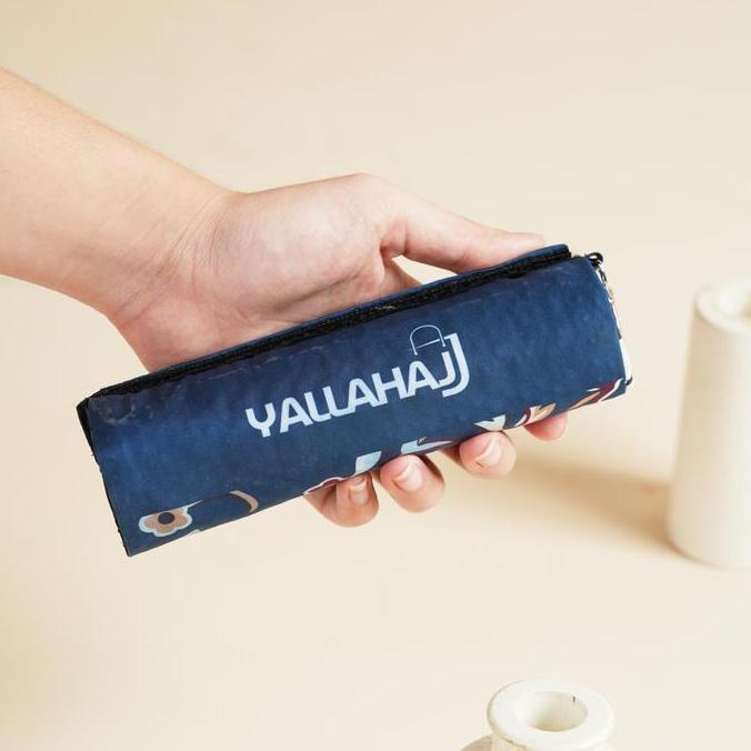 Syukron- Yallahajj Sajadah Travel Premium Lipat/Gulung Motif Raudhah Bahan Waterproof Lapis Anti Sli