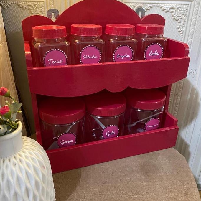 Premium Rak Bumbu 2 Susun + 7 Toples Murah