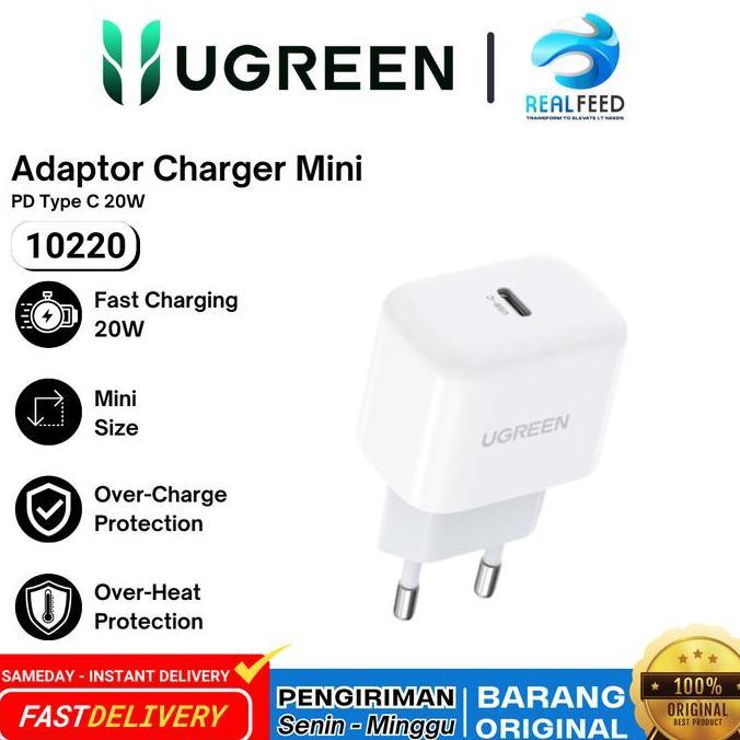 UGREEN Kepala Charge Usb C 20Watt Mini PD Wall Charger ugreen 10220