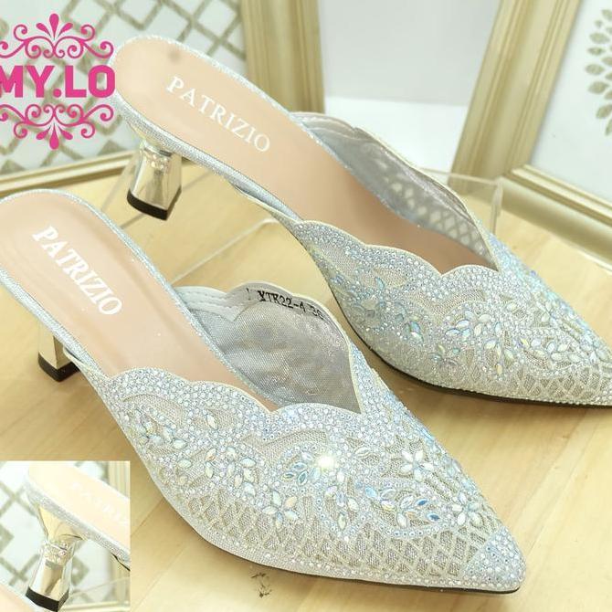 NEW - SANDAL PESTA WANITA SELOP HEELS WEDDING SELOP PERNIKAHAN SWAROVSKY PREMIUM MEWAH KEKINIAN IMPO