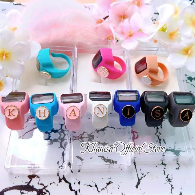 Syukron- Tasbih Digital Mini Led " Inisial Huruf " Tasbih Ring Led Bulat Souvenir Haji Umroh Alat Dz