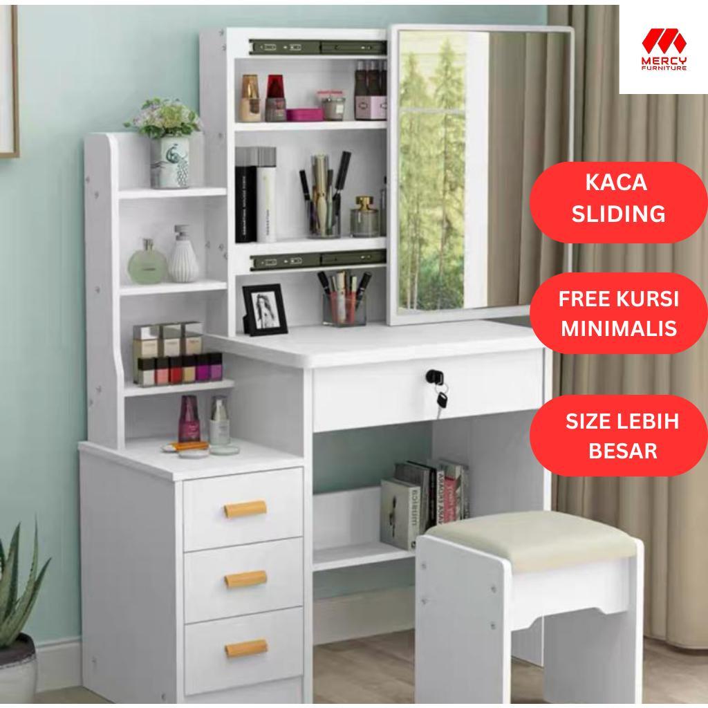 Meja Rias Kaca Sliding Meja Rias Putih Minimalis