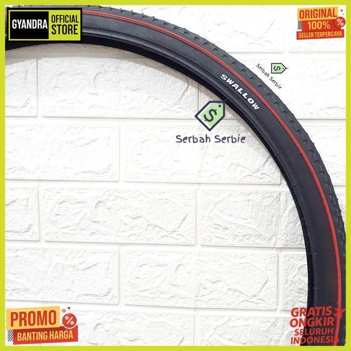 Original Ban Luar Sepeda 26X1 3/8 Swallow 590 26 X 1 3 Per 8 Hitam Putih Ctb Phoenix Jengki Polygon 