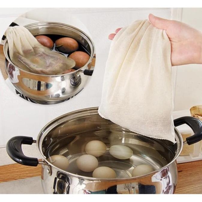 Cotton Muslin Drawstring Bag/Saring Serut Kain Katun Rebusan Rempah