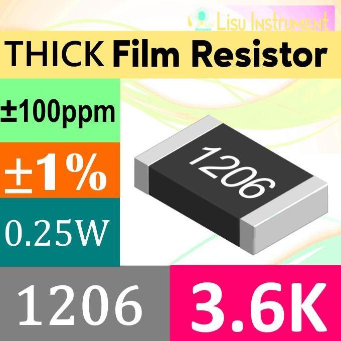 3.6K 1206 3216(MM) 1% THICK FILM SMD RESISTOR 250MW 3.6K 3K6