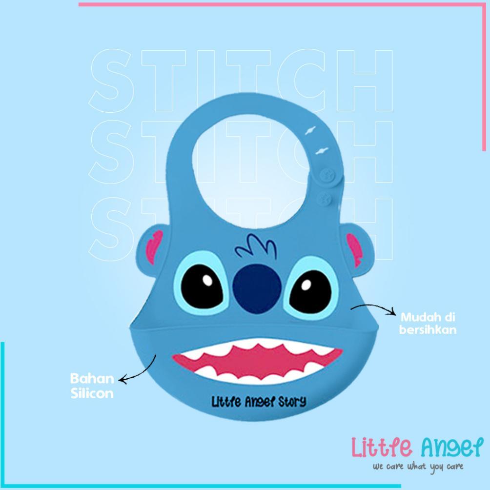 Terbaru Baby Bib Celemek Makan Bayi Slaber Silikon Anak Bibs Karakter Elsa Stitch Mickey Mini Karet 
