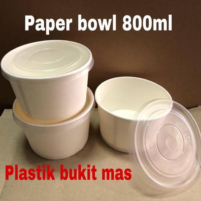 Expert- Paper bowl 800 ml dengan tutup / mangkok mangkuk kertas 800 ml + tutup