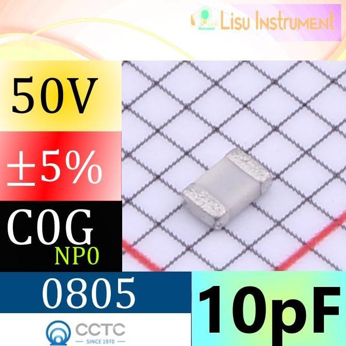 10PF 50V NP0 5% 0805 MULTILAYER CERAMIC CAPACITOR MLCC SMD CCTC TCC0805COG100J500BT