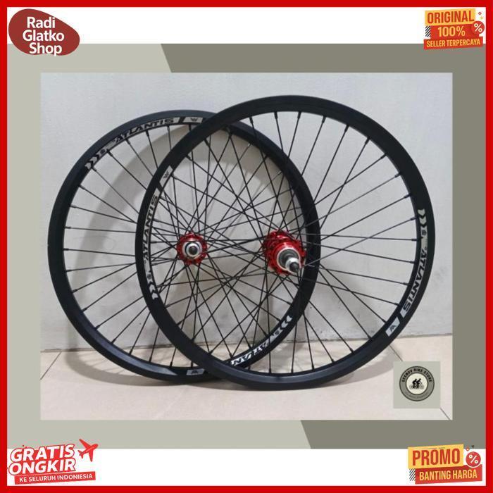 Kekinian Wheel Set Atlantis New Hub Merah Biru Hitam Alloy Wheelset 20 X 175 36 Hole Pelk Jadi 20 Ve