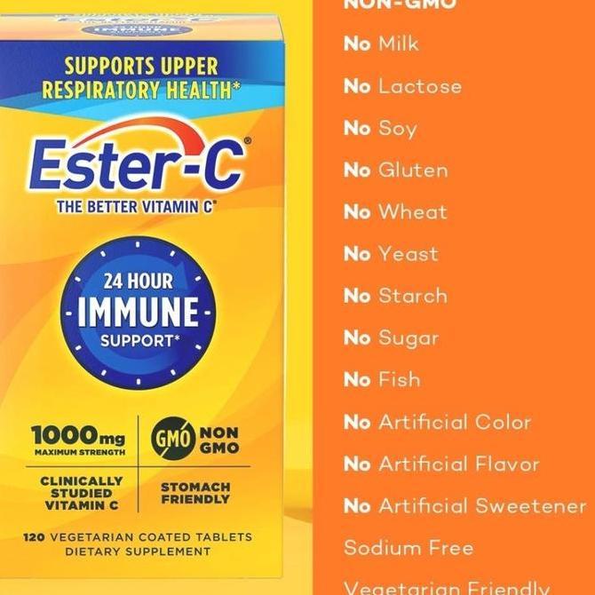 Ester-C Non Acidic Vitamin C 1000 mg 120 Coated Tabs 24 Hours Immune _LOUIS