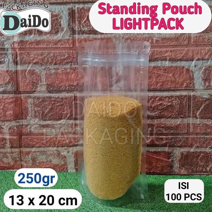 Standing Pouch LIGHTPACK 250gram 13x20 cm Plastik Klip Bening ISI 100
