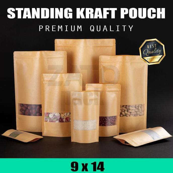 9x14 Kraft paper bag BROWN standing pouch ZATOPACK - kemasan packaging