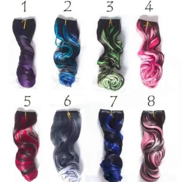 Hairclip Rambut curly dan Lurus Ombre Gradasi Model Extension