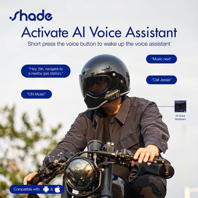 SHADE Headset Helm Bluetooth / HeadPhone Helm Bluetooth / Intercom Motor / Headset Bluetooth Helm Mo