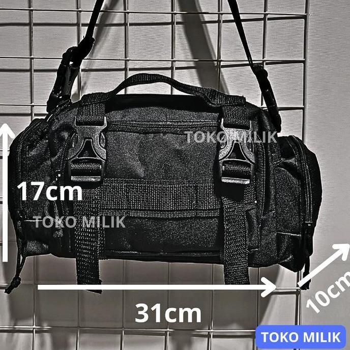 Bag- Tas Slempang Army Multifungsi Bisa Di Pinggang Untuk Alat Perkakas Tas Tabung Pria Hitam Plasti