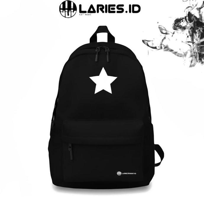 Bag- Laries - Ransel Bintang Kantong Cowok Simpel Casual Trendy Hitam Murah Kantong Casual Backpack 