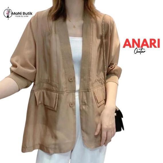 Imani Butik - Fashion Wanita Muslim Anari Outer Model Polos Bahan Rayon Cantik Kancing Katun Atasan 