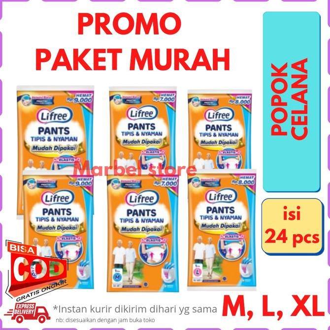 New- [Paket Murah 24Pcs] Lifree Sachet Pants Popok Celana Dewasa Orang Tua