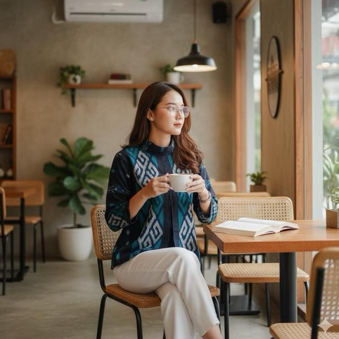 Shanaya atasan Batik Blus Talita Tenun Belakang Toyobo blouse kerja