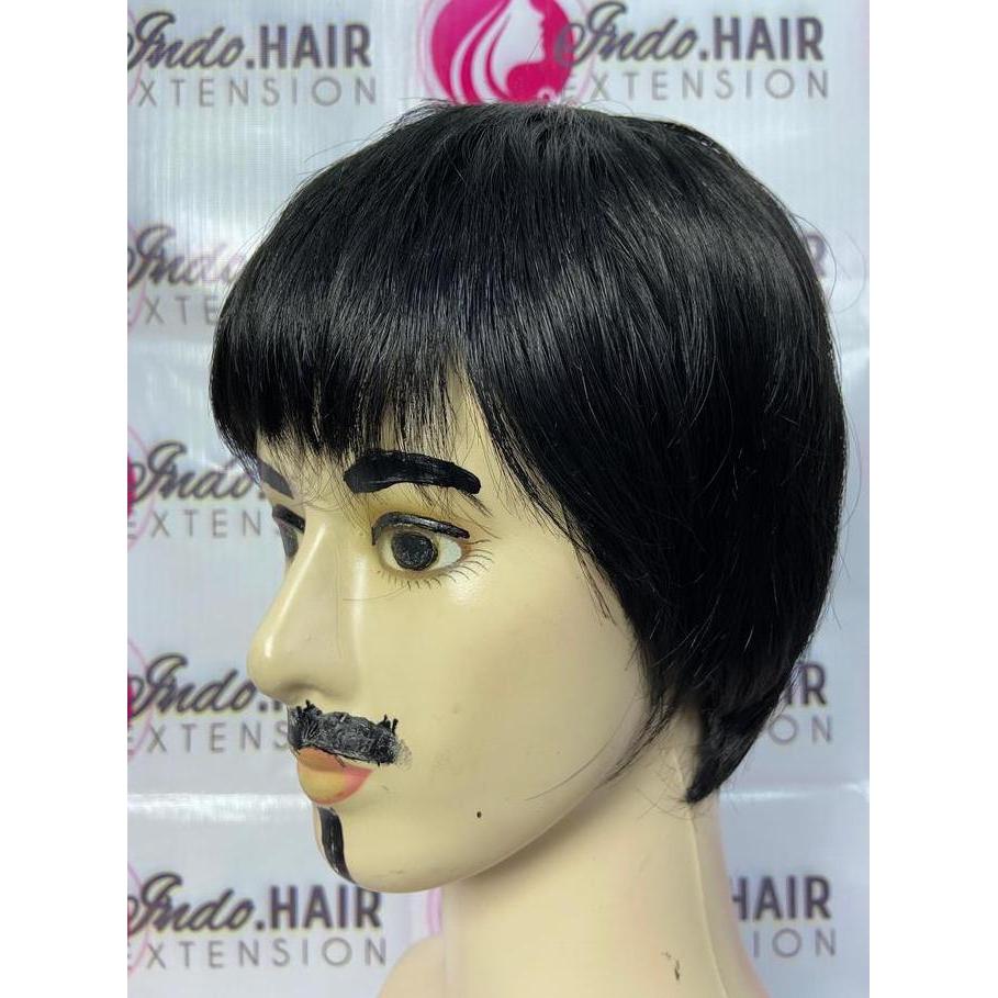 WIG PRIA KOREA RAMBUT PENDEK WARNA HITAM TANPA PONI