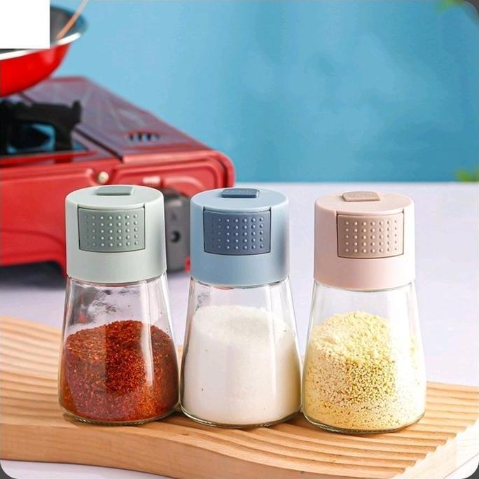 (isi 3 pcs) Tempat bumbu dapur set 3 Tempat bumbu kaca otomatis  Kitchenware
