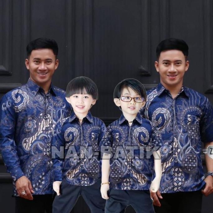 BATIK BANYU Biru Elektrik KEMEJA BATIK PRIA dan Batik anak cowok Batik 2024