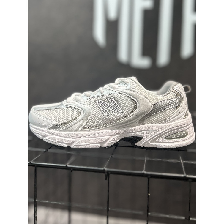 NB 530 NB530 White Silver Metalik Sepatu Sneakers Authentic Pria Wanita Retro Running Mesh