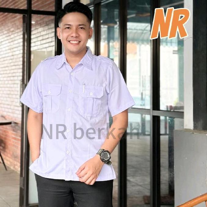 Pakaian Dinas Harian PDH Putih Pria Lengan Pendek