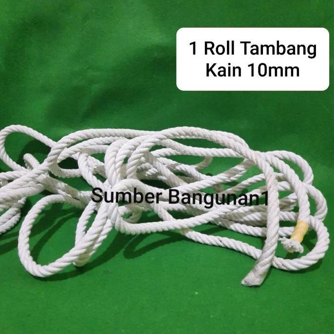 Tambang kain 10mm 1 Roll tali tambang putih bangunan