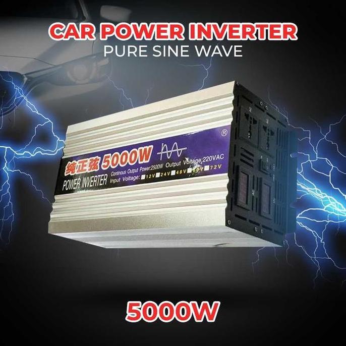 TERBARU - Car Power Inverter Mobil Pure Sine Wave 12V 220V 5000W 5000 Watt